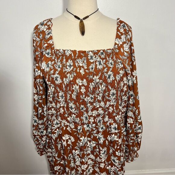 LaLigne Brown Floral‎ Cottagecore Midi Dress -- 3XL - Picture 7 of 13